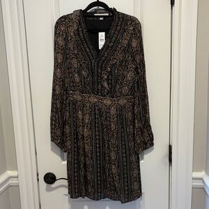 NEW Loft sparkly, black, gold, silver dress wedding guest size 2 long sleeve